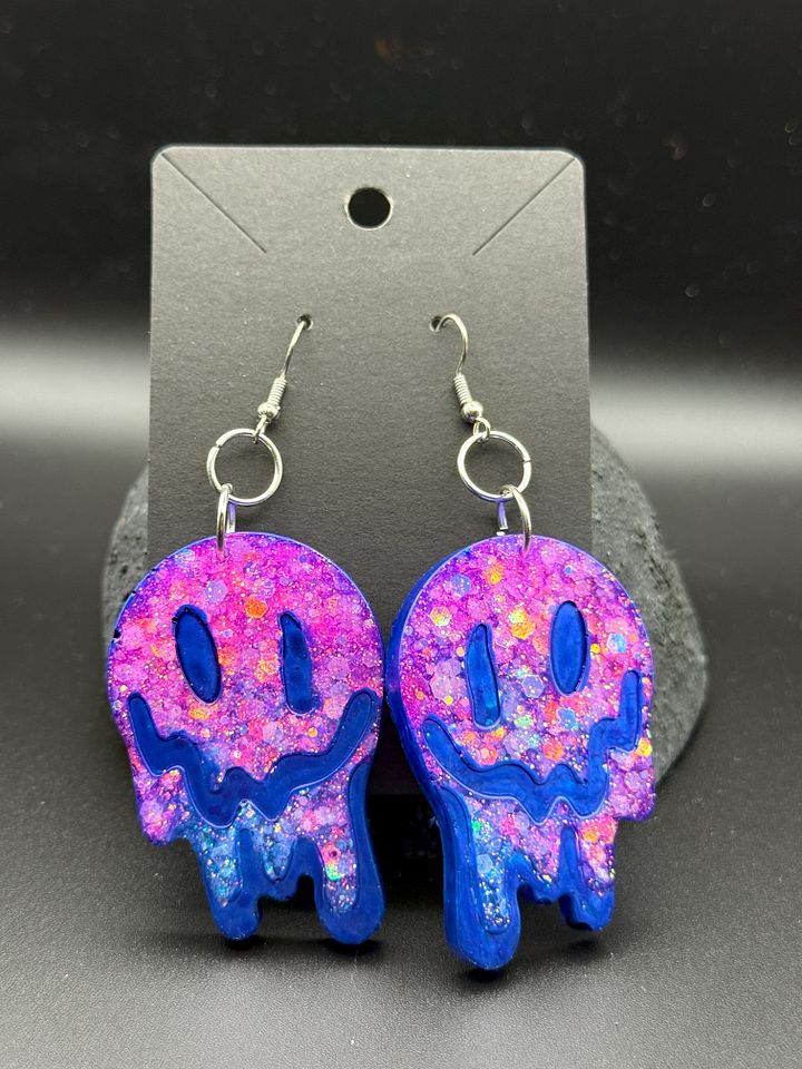 Resin Earings - Dripping Smiley Face product image (1)