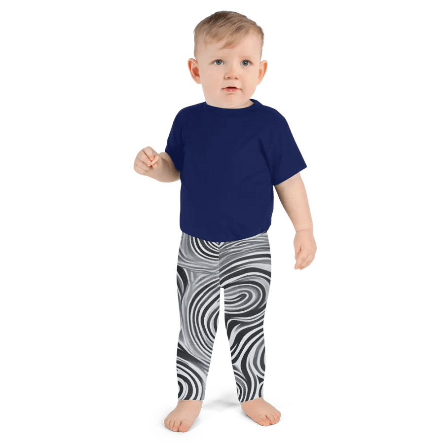 Funky Black and White Noir Liquid Tie-Dye Kid's and Toddler's Leggings product image (6)