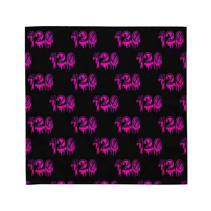 Twisted 420 Horror Stoner Style Bandana, Black Neon Pink Creepy Cannabis Accessory product image (2)