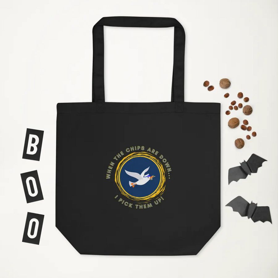 When the Chips are Down I Pick Them Up! Black Eco Tote Bag product image (5)