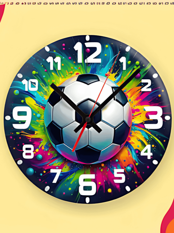 Soccer Stars Wall Clock PNG – Fun Football Theme Design for Kids – Perfect for Sublimation – High-Quality 300 DPI Instant Digital Download product image (1)
