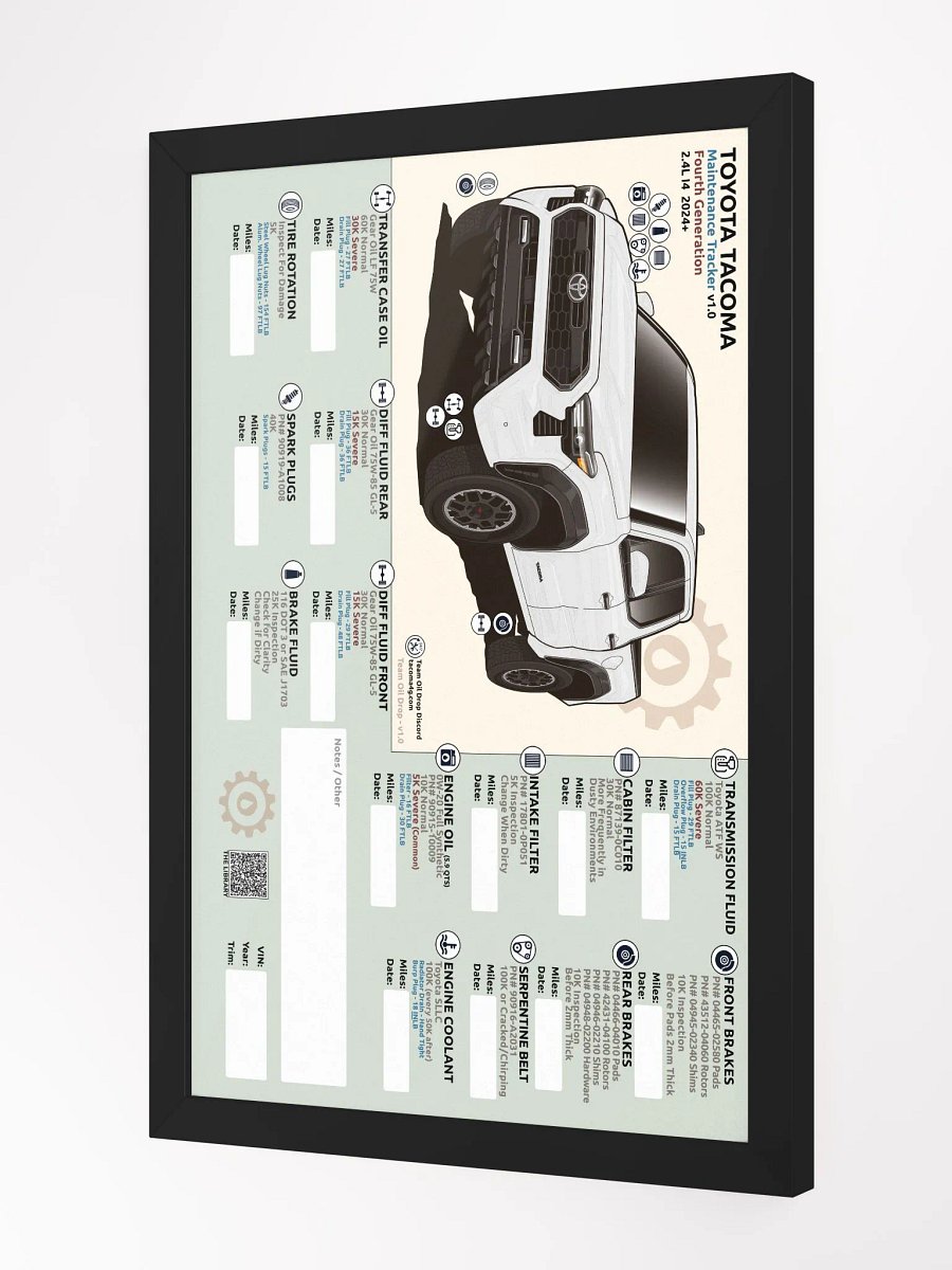 4TH GEN MAINTENANCE TRACKER V1.0 - White (FRAMED) product image (3)