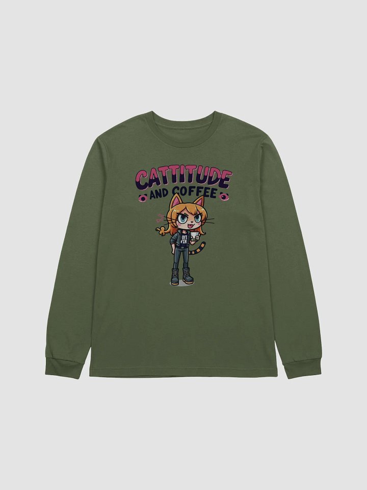 Cattitude and Coffee Long Sleeve Tee product image (10)