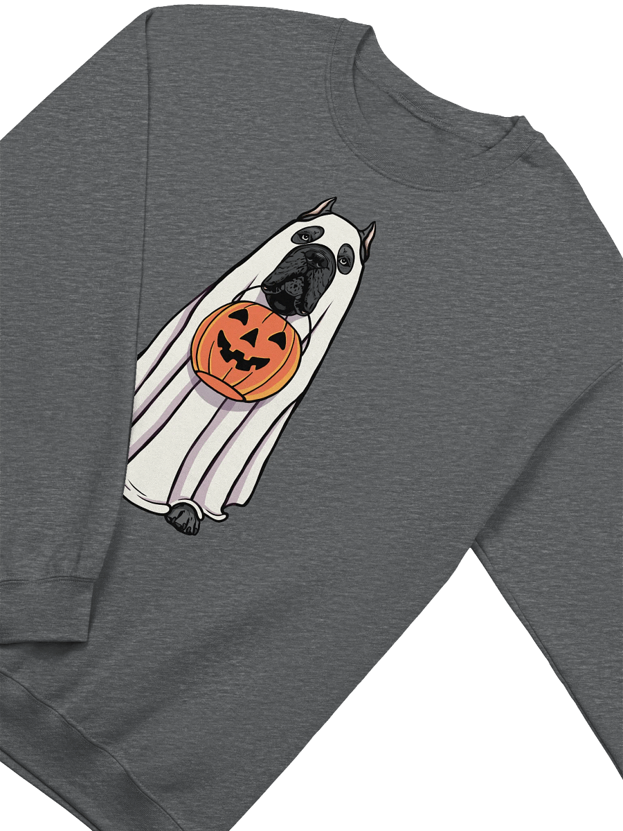 Funny Halloween Cane Corso(Blue) Sweatshirt | Funny Cane Corso Wearing a Ghost Costume and Holding a Pumpkin Basket product image (8)