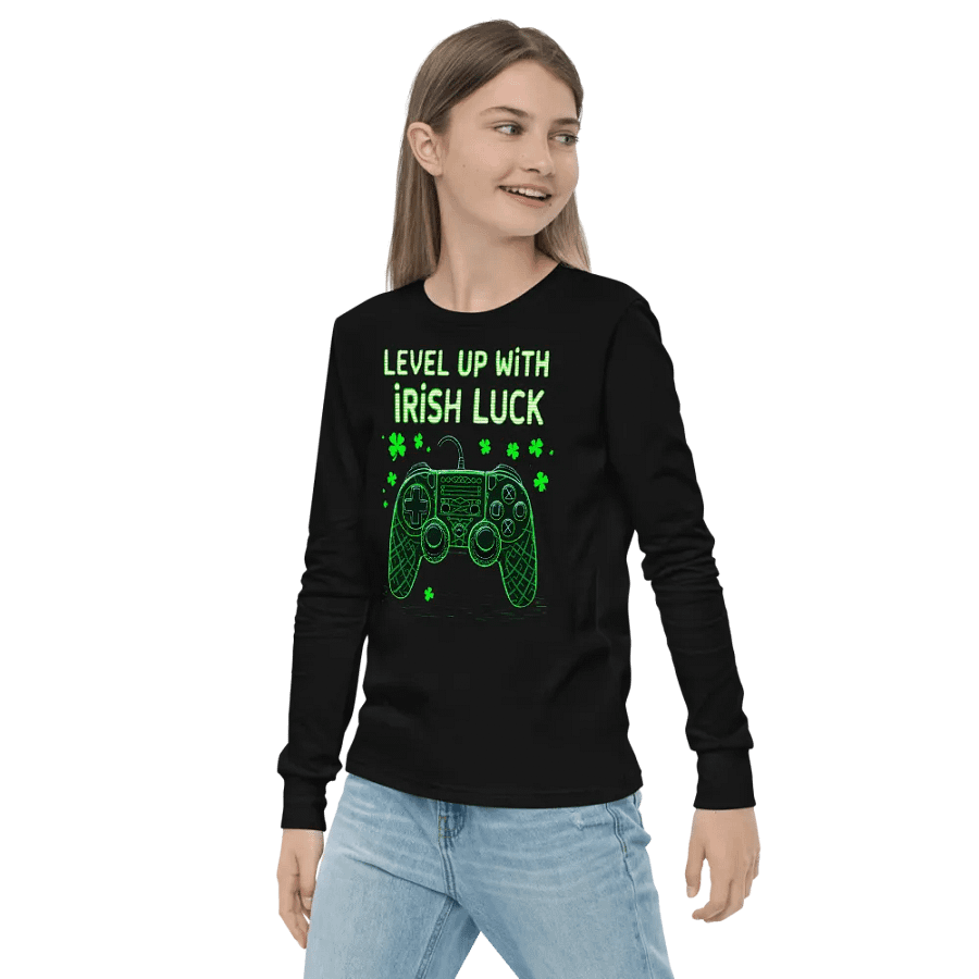 Level Up with Irish Luck | St. Patrick’s Day Gaming Youth T-Shirt product image (4)