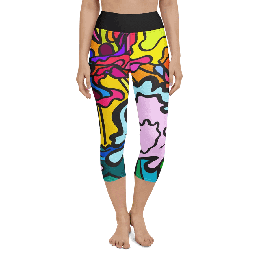 Vibrant Swirl All-Over Yoga Capri Leggings - Wave at Sunset product image (4)