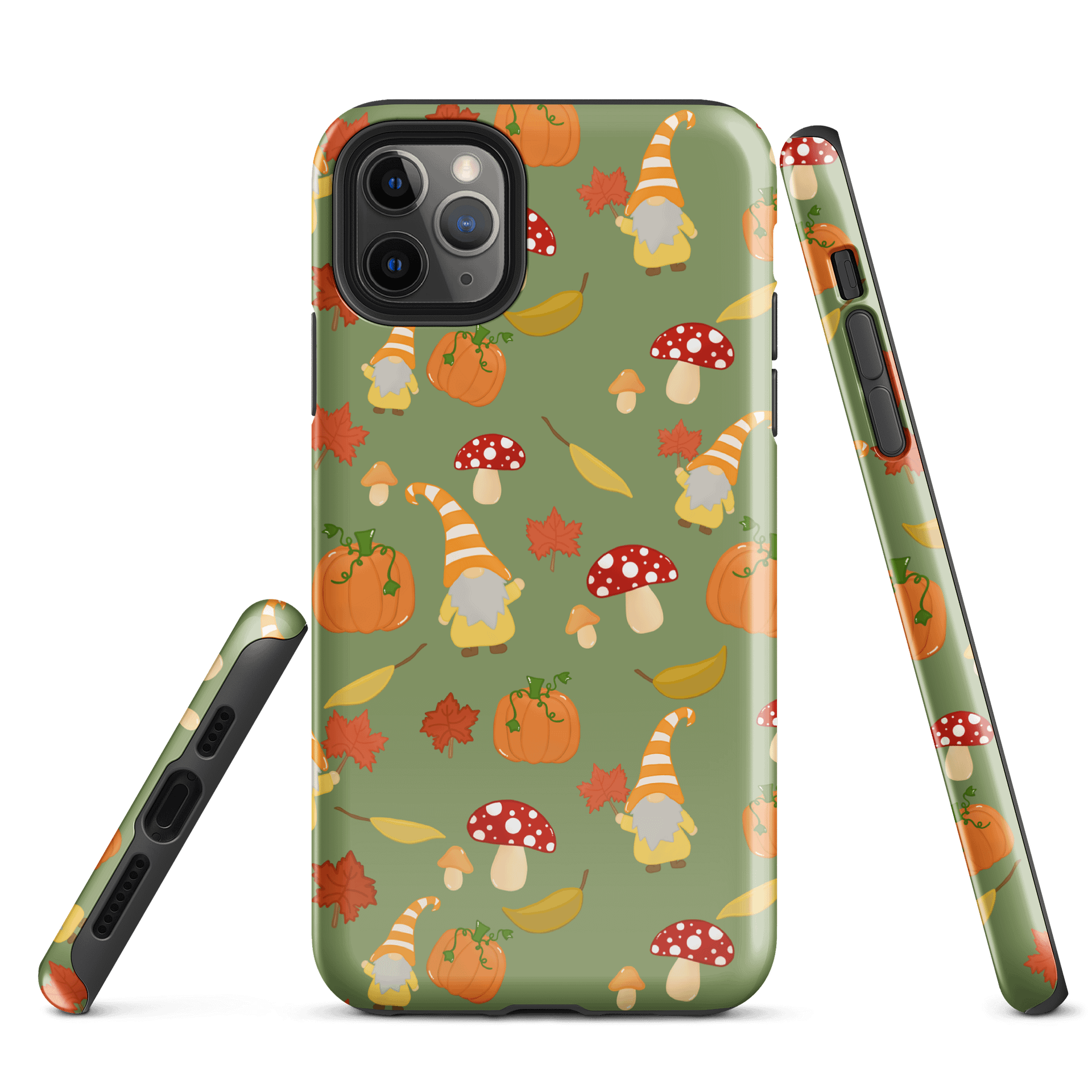 Fall with my Gnomies in Green Pattern iPhone® Tough Case product image (2)