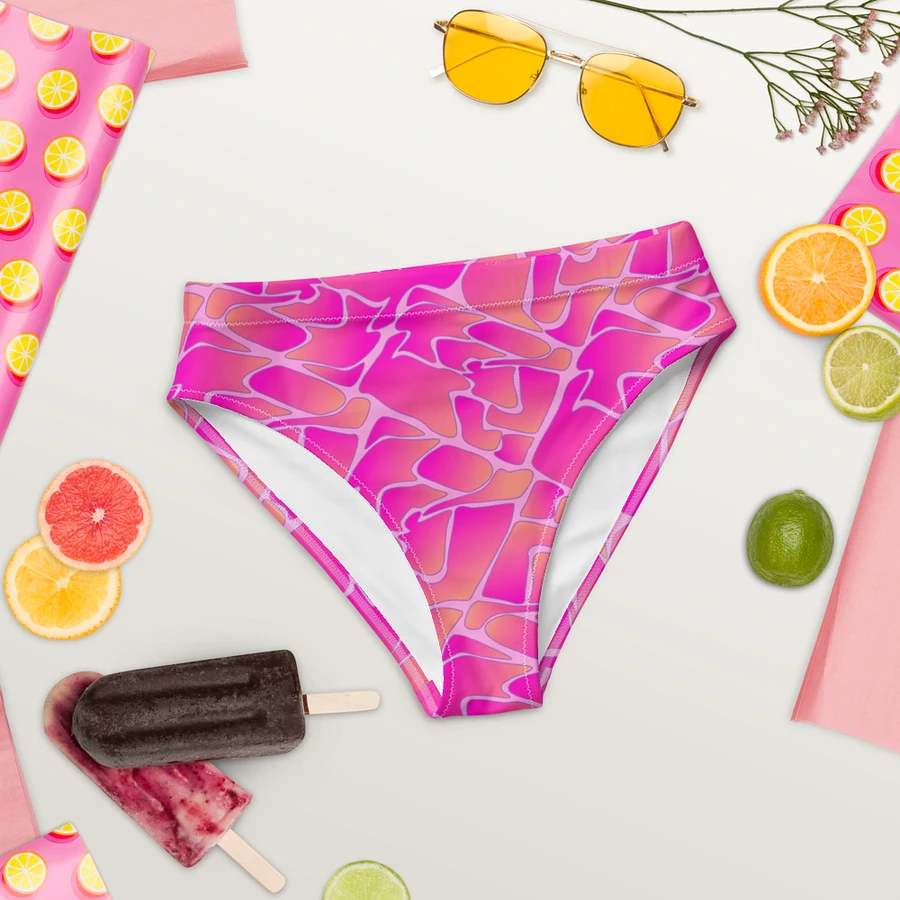 Crazy Paving Pink Pattern Padded High Waisted Bikini Bottom product image (8)