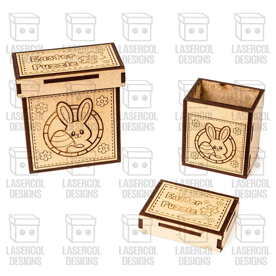 Easter Bunny Puzzle With Box Set 4 (2 Sizes) - Laser Cut Files product image (8)