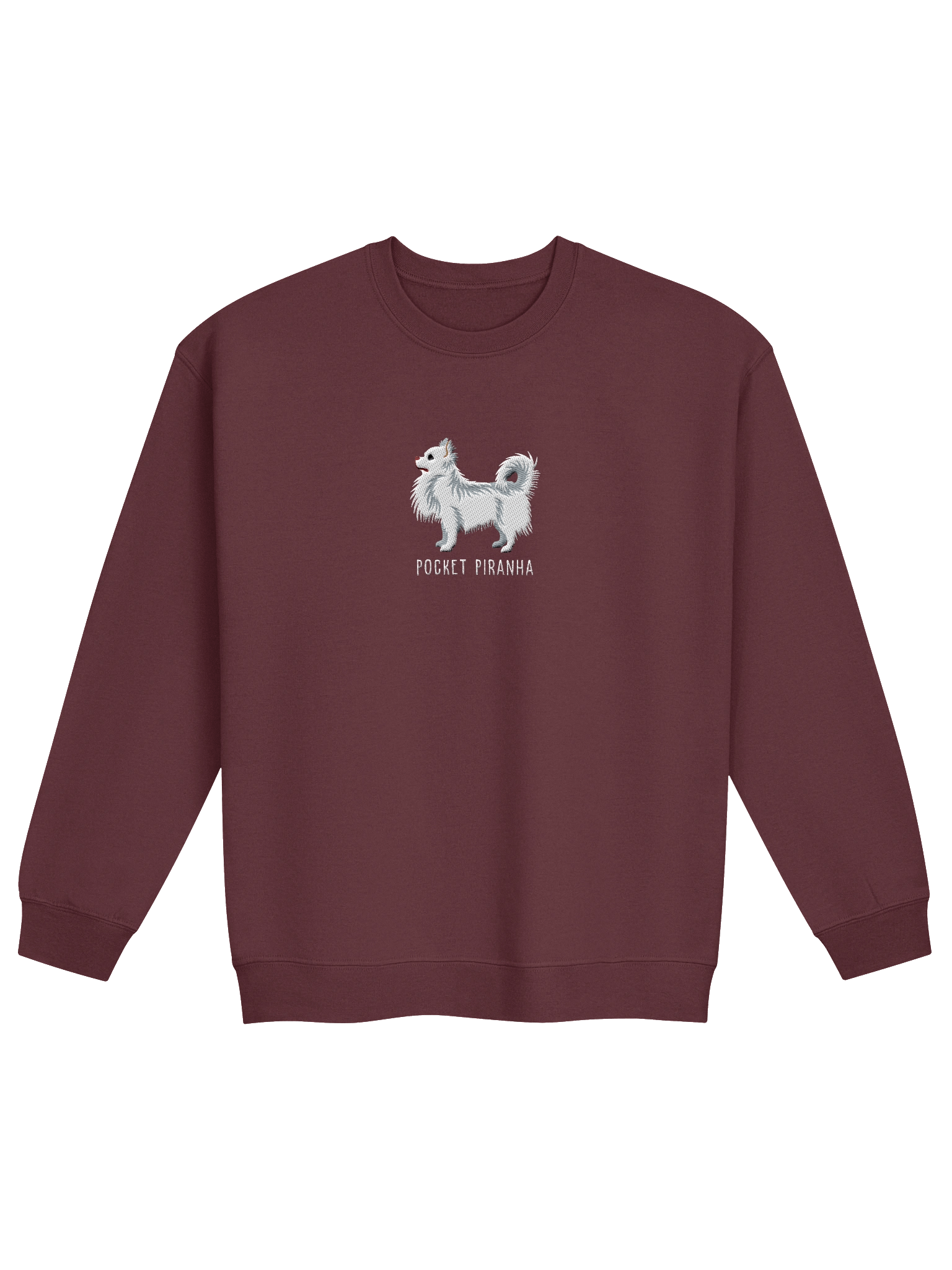 Pocket Piranha Sweatshirt (Embroidered) of a Longhaired Chihuahua(White) product image (3)
