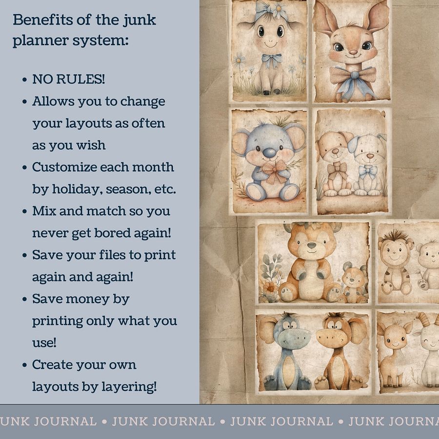 Nursery Animals - Printable Journal Cards V8 product image (3)