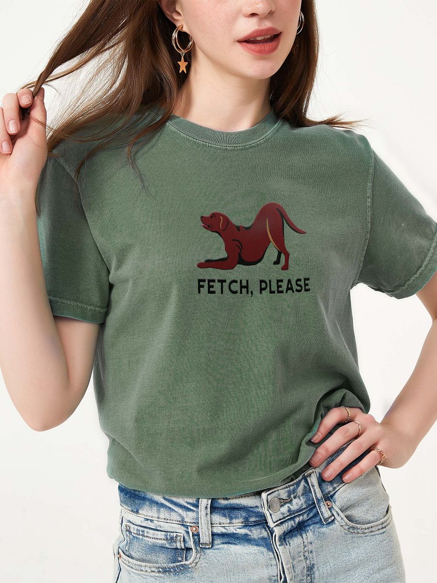 Fetch Please T-Shirt(Embroidered) of a Labrador Retriever(Chocolate) product image (2)
