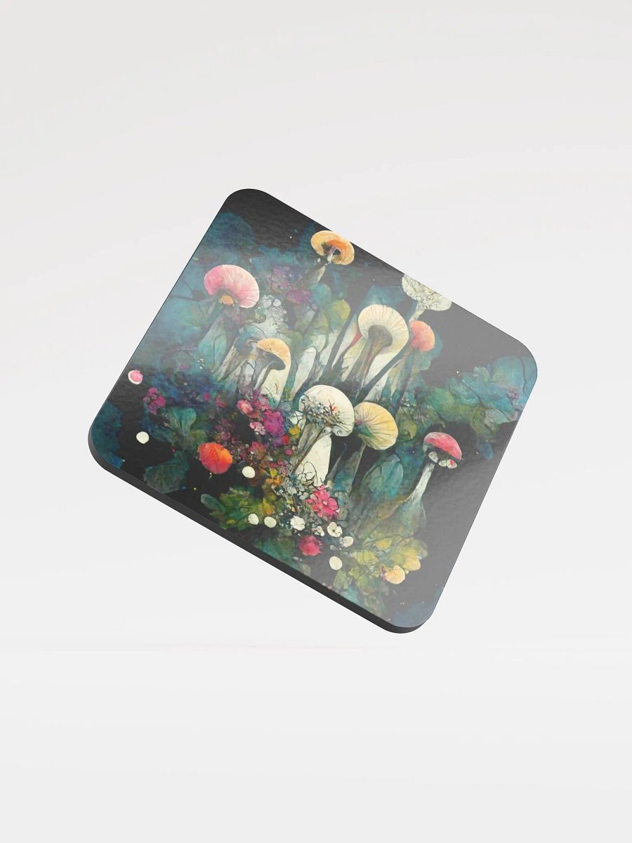 Whimsical Mushroom Garden Glossed Cork Coaster product image (1)