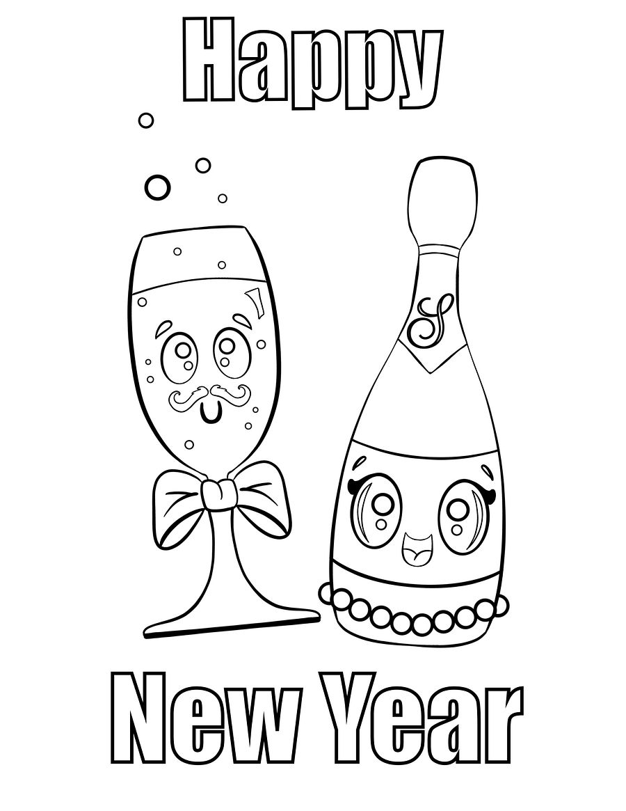 New Year lineart/coloring page product image (4)