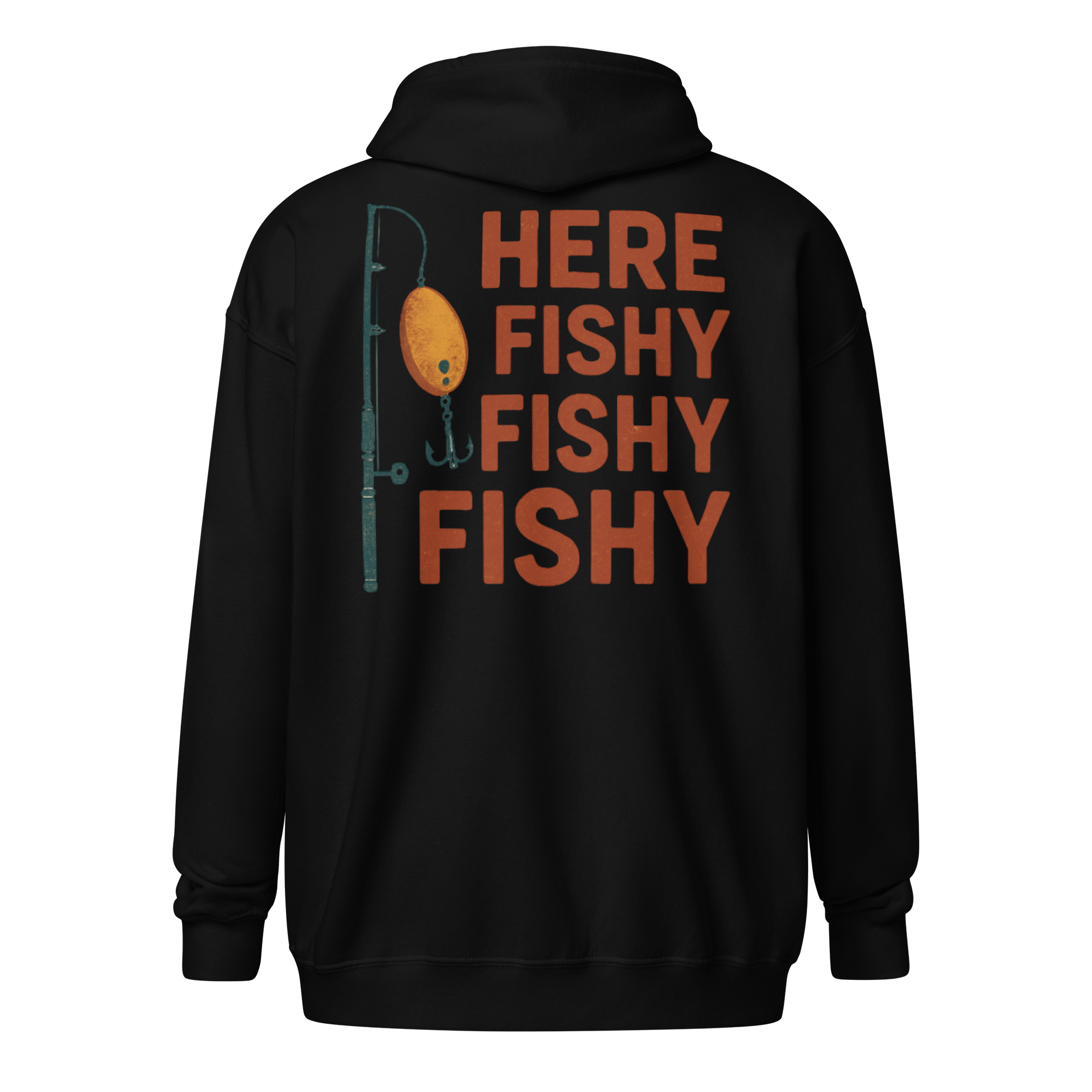 Funny Vintage Fishing Zip Hoodie – Here Fishy Fishy Fishy Retro Style product image (1)