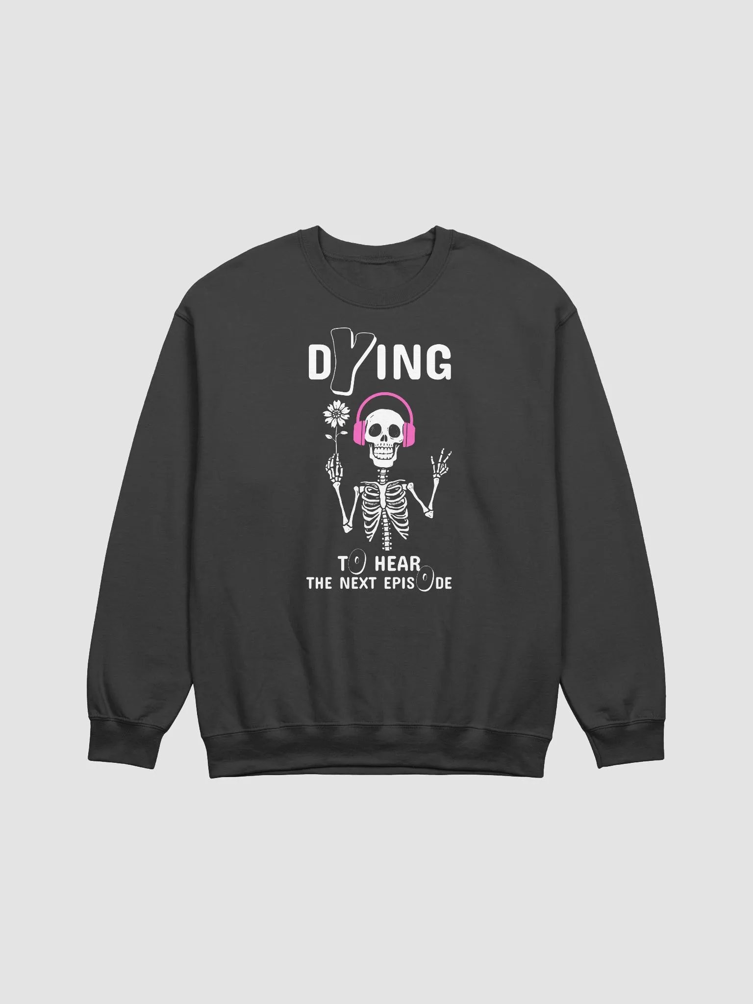 Skeleton Listening A True Crime Podcast Dark Sweatshirt product image (2)