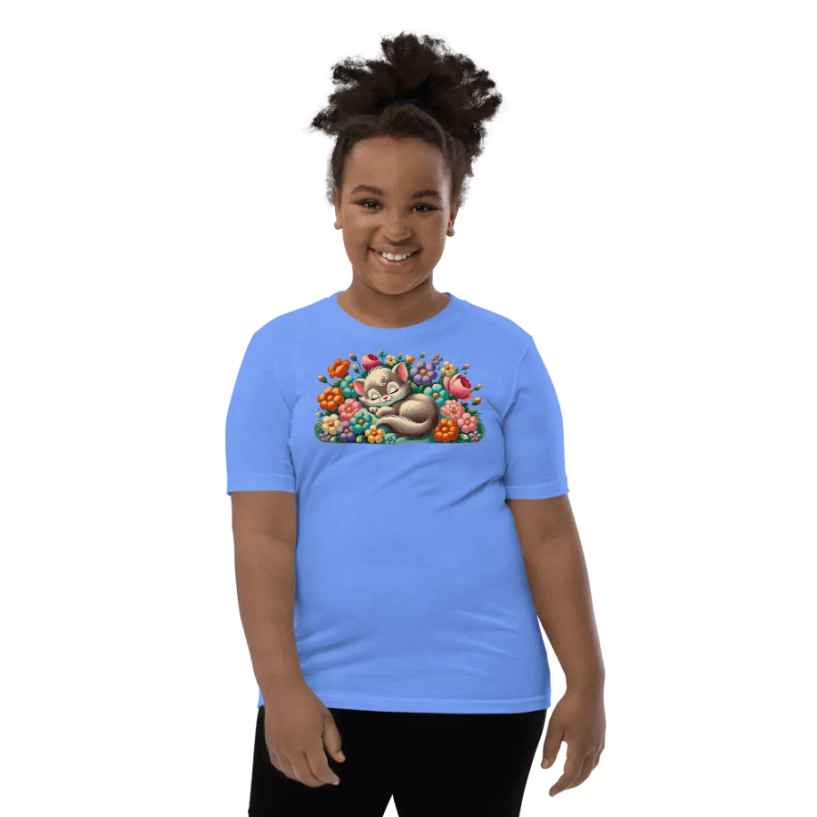 Kitten Sleeping in Flowers Kids T-Shirt product image (25)
