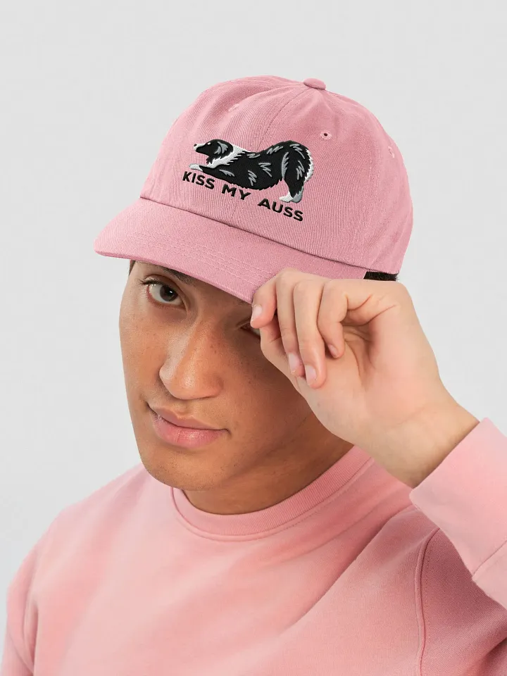 Kiss My Auss Classic Dad Hat(Embroidered) of an Australian Shepherd(Black & White) product image (26)