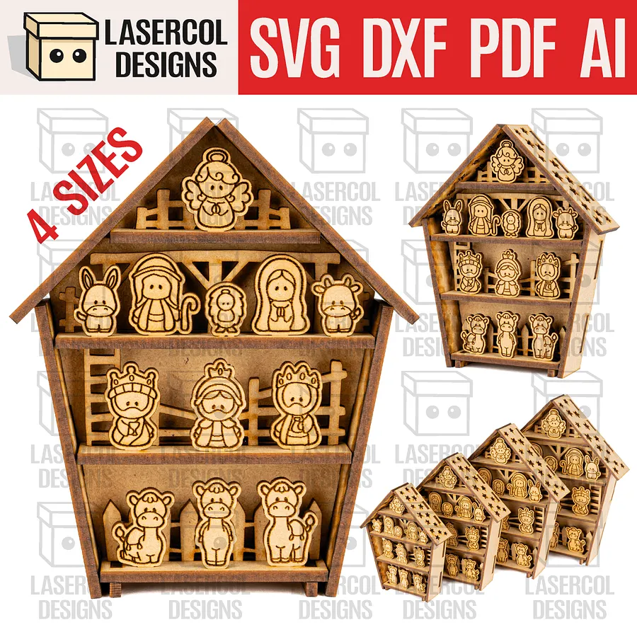 Nativity Scene (4 Sizes) - Christmas Files - Laser Cut Files product image (1)