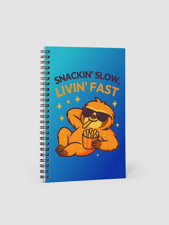 Snackin’ Slow, Livin’ Fast – Funny French Fry Sloth Notebook | Sloths Having Snacks Collection product image (1)