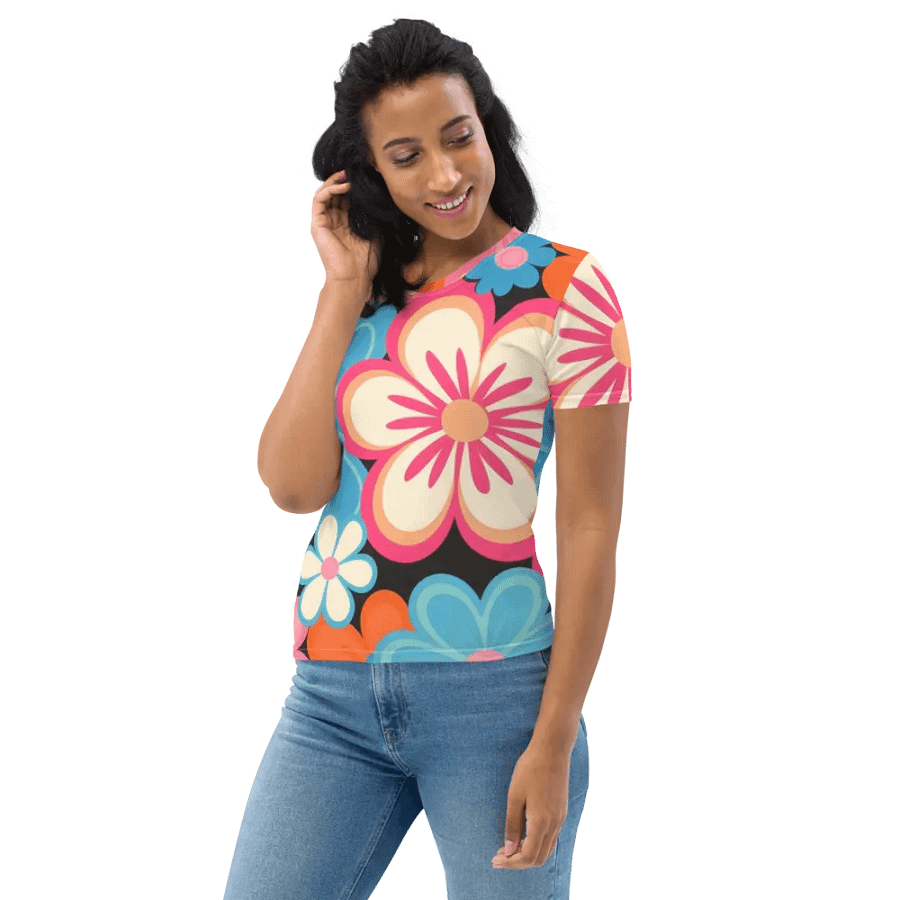 Retro Floral Fantasy All-Over Print Tee product image (7)