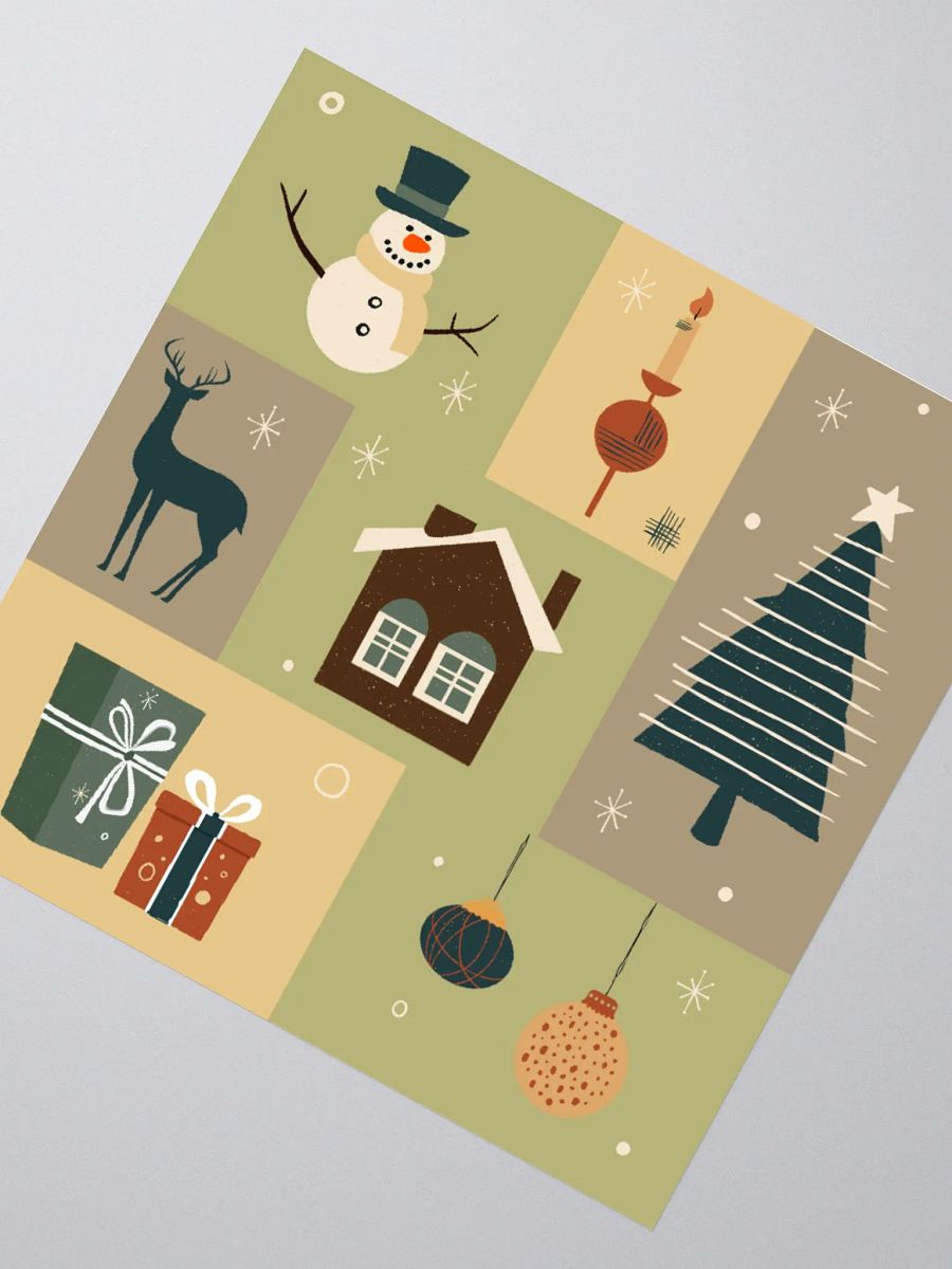 Mid-century retro Christmas Kiss Cut Sticker product image (3)