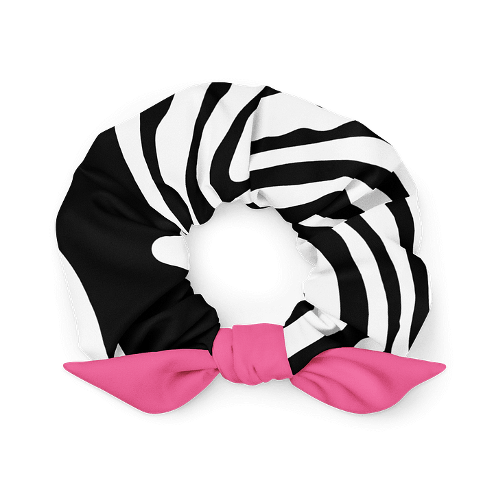 Dark Floral Scrunchie with Red-Orange Bow | Sustainable Hair Accessory product image (1)