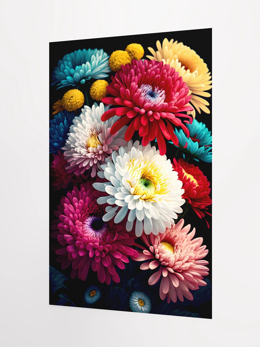 Rainbow Chrysanthemum Array - Exquisite Floral Bouquet Art Print Matte Poster product image (5)