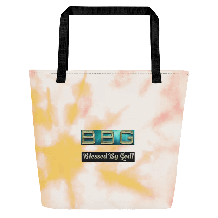 Orange Tie-Dye Tote Bag with Pocket-Green BBG (No Logo) product image (1)