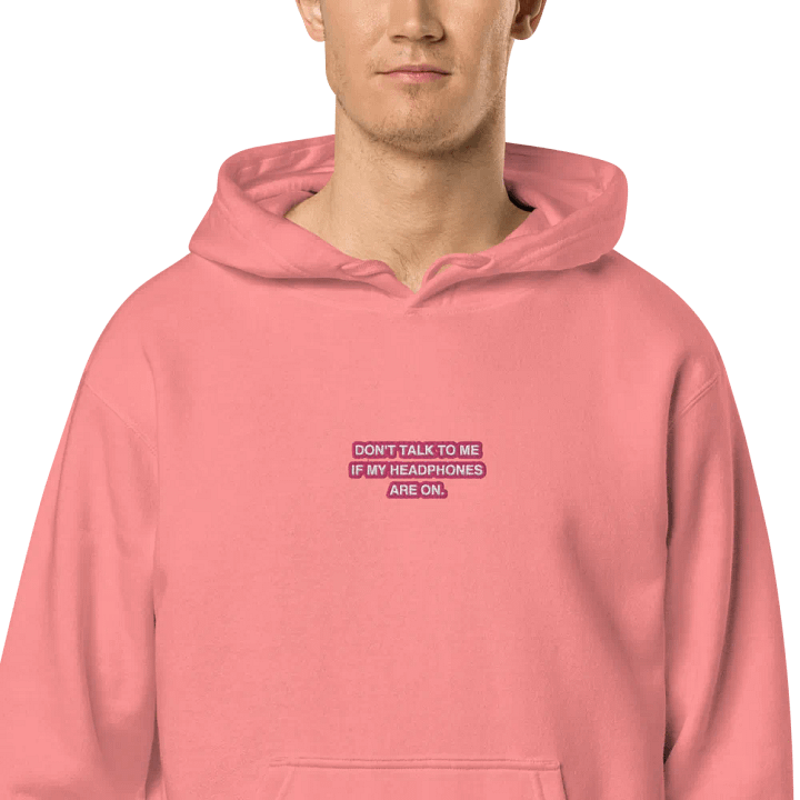 HEADPHONES ON (pink bubble design 2) embroidered pigment hoodie product image (2)