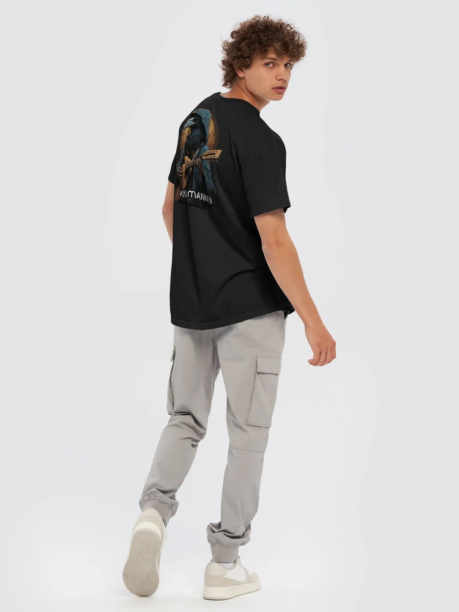 PREMIUM 100% COTTON HEAVYWEIGHT T-SHIRT 🪕 crow with a hood playing a guitar product image (2)