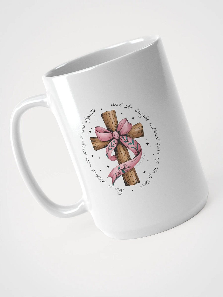 Floral Cross Pink Ribbon Mug product image (1)