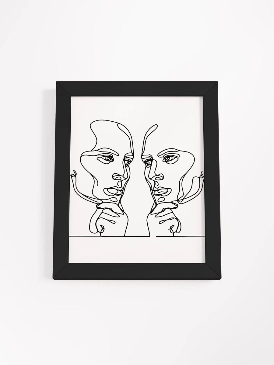 Two Male Thoughtful Faces Line Art Framed Poster product image (7)
