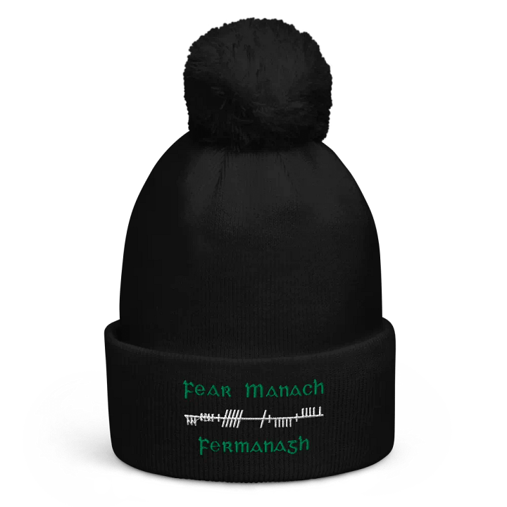 Fermanagh/Fear Manach Orthodox Ogham style embroidered Pom-Pom Beanie product image (1)
