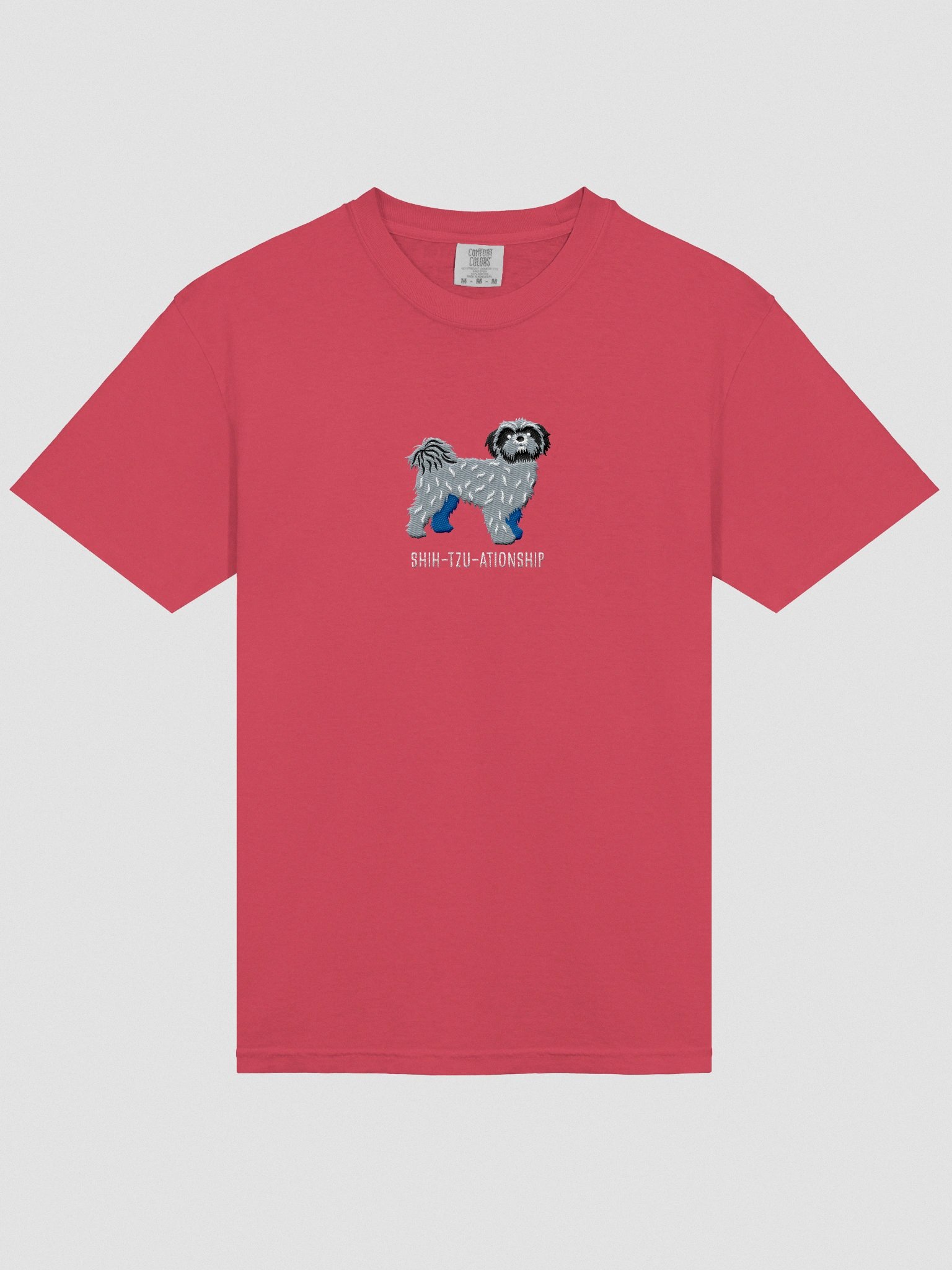 Shih-Tzu-ationship T-Shirt(Embroidered) of a Shih Tzu(Blue) product image (6)