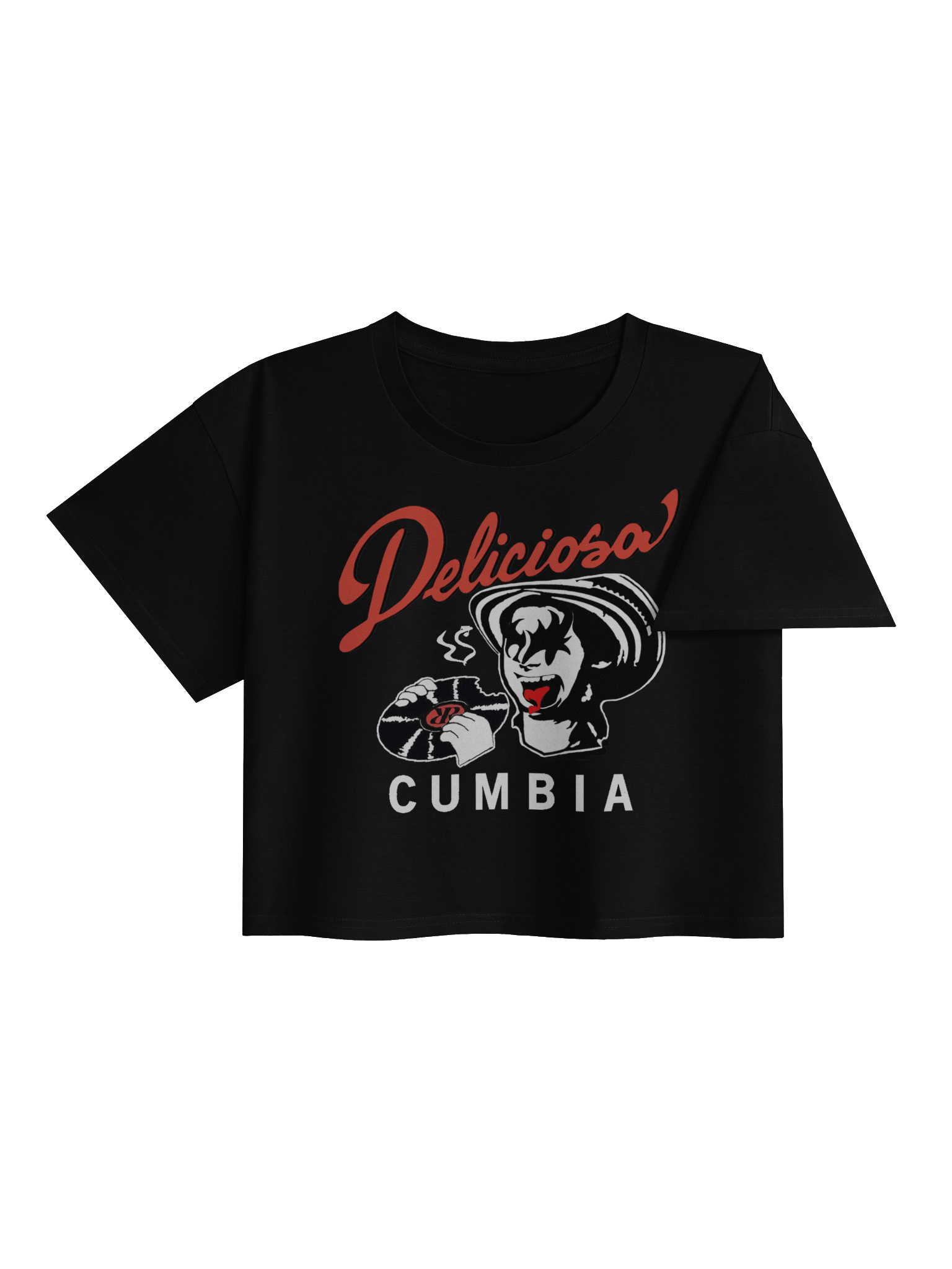 DELICIOSA CUMBIA DARKS | CROP TOP TEE | BLACK product image (4)