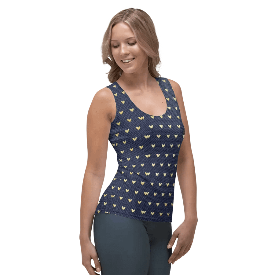 ALL-OVER PRINTED VINTAGE HEARTS PATTERN WOMEN'S TANK TOP product image (4)