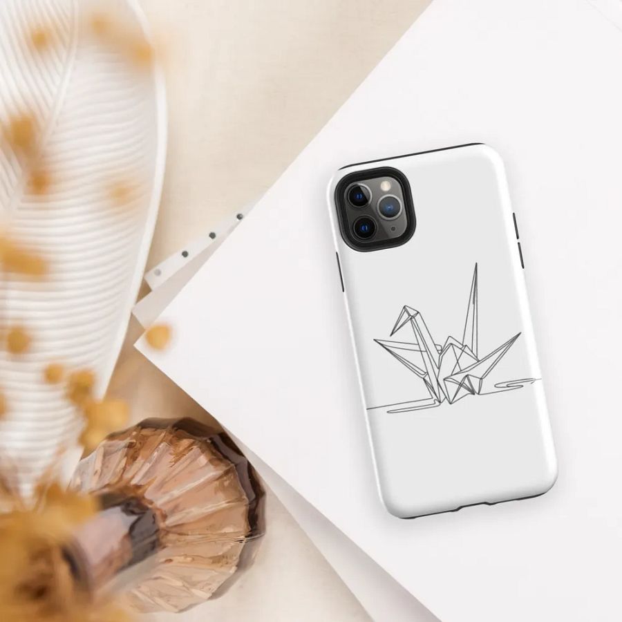 Origami Crane Line Art Design Tough iPhone Case product image (37)