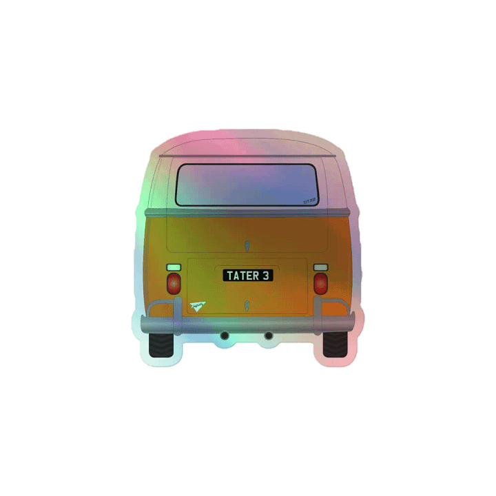 Orange bus Taterwave 3 year holo sticker product image (1)
