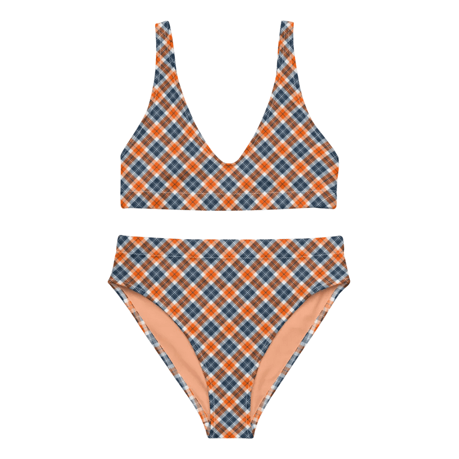 Orange and Blue Sporty Plaid Bikini product image (2)
