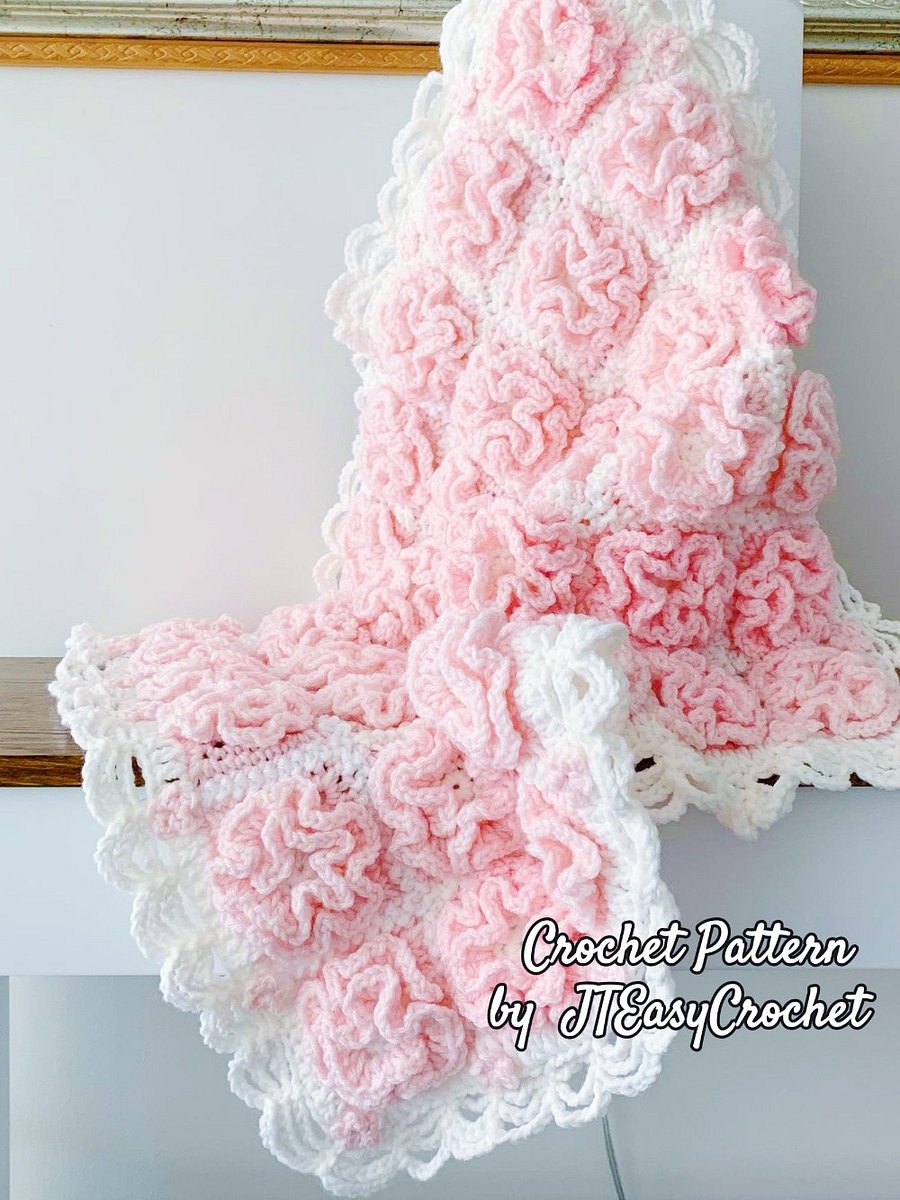Rose Flower Baby Blanket Crochet Pattern, Floral Granny Square Throw Blanket, Boho Home Decor product image (8)