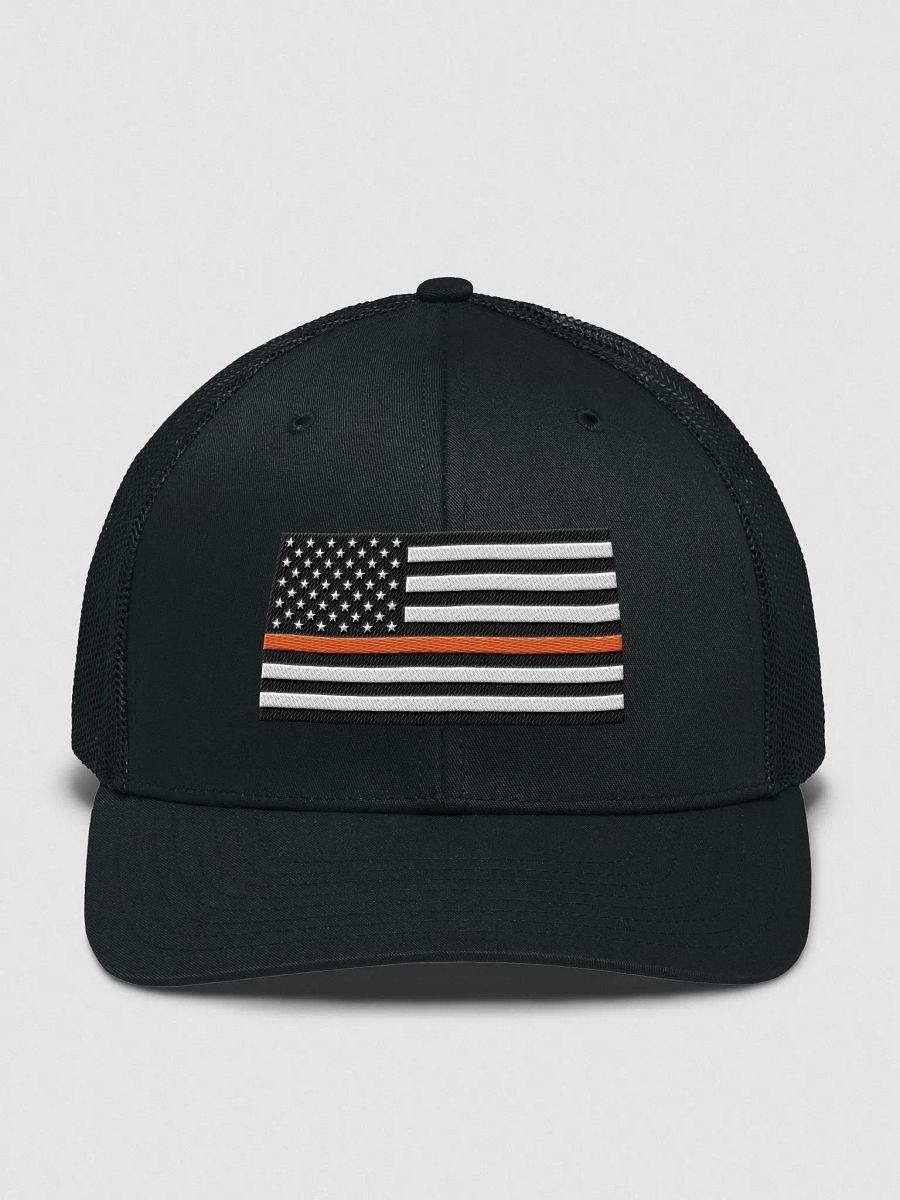 Orange Stripe American Flag Trucker Hat product image (1)