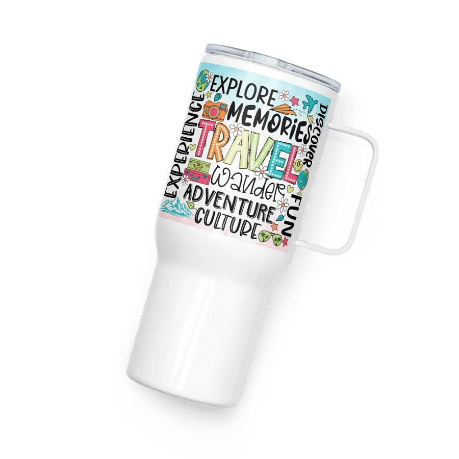 Holiday Vacation Quotes Colorful Tumbler Travel Mug with Handle product image (4)