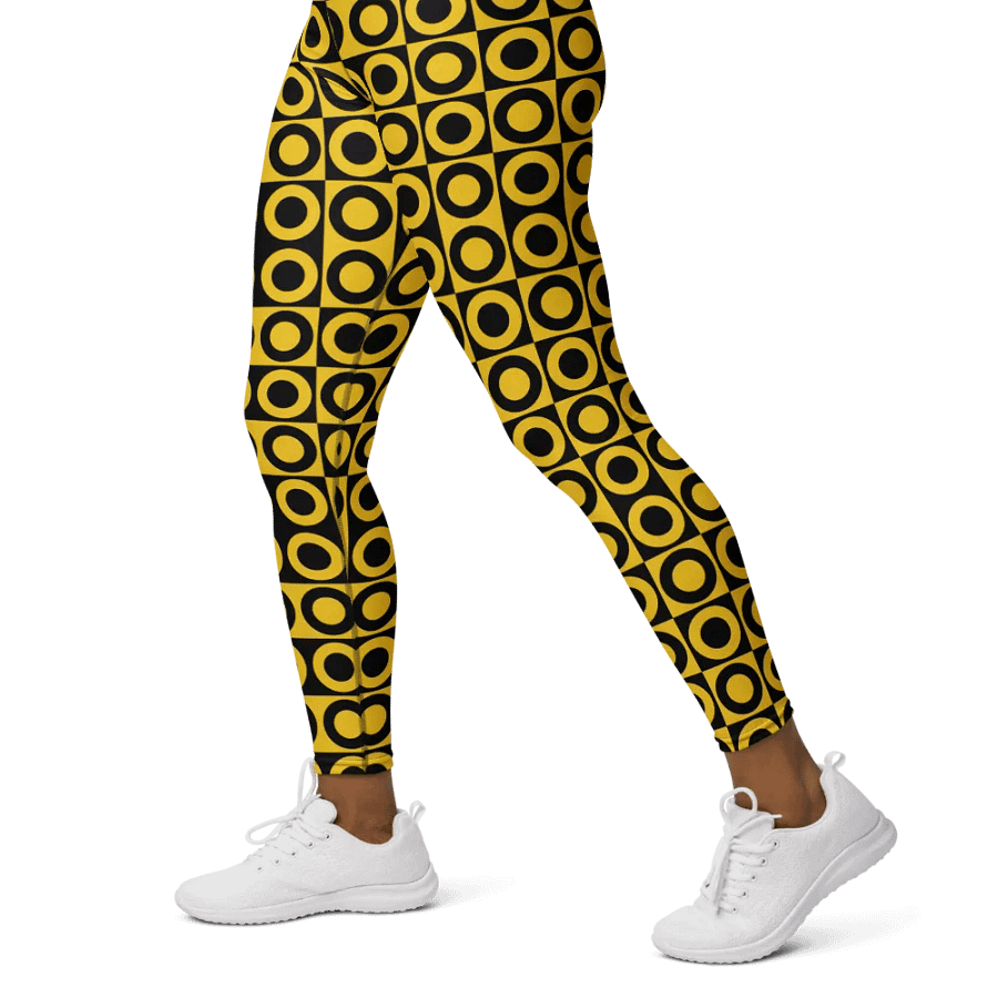 Retro Circles Leggings - Black and Yellow Geometric Pattern product image (5)