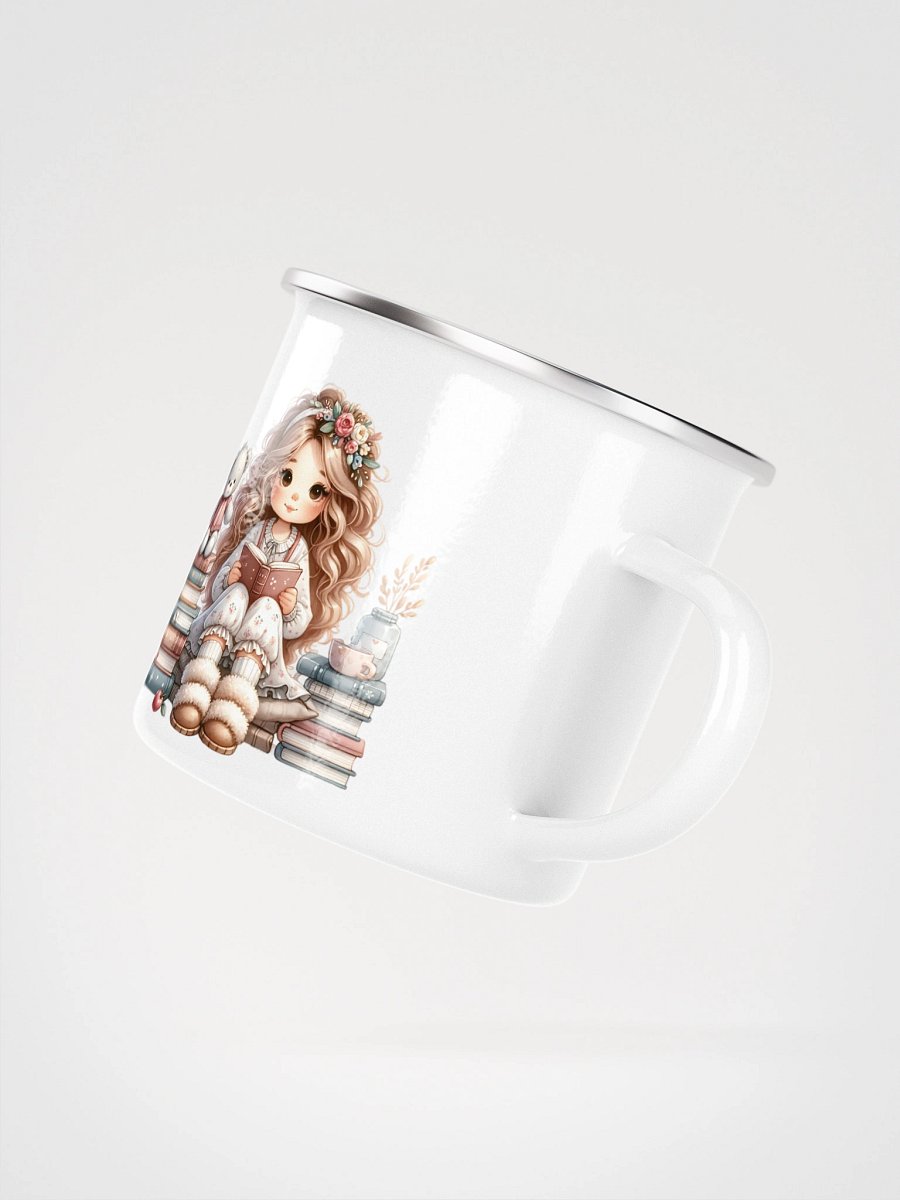 “A Purring Editor” Enamel Mug – Cute Cat, Coffee & Sewing Book Quote Gift product image (3)
