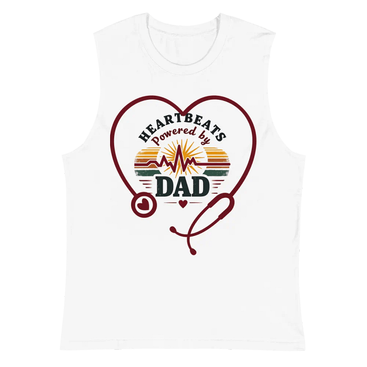 stethoscope heart, ekg Heartbeats Powered by Dad Muscle Tank product image (2)
