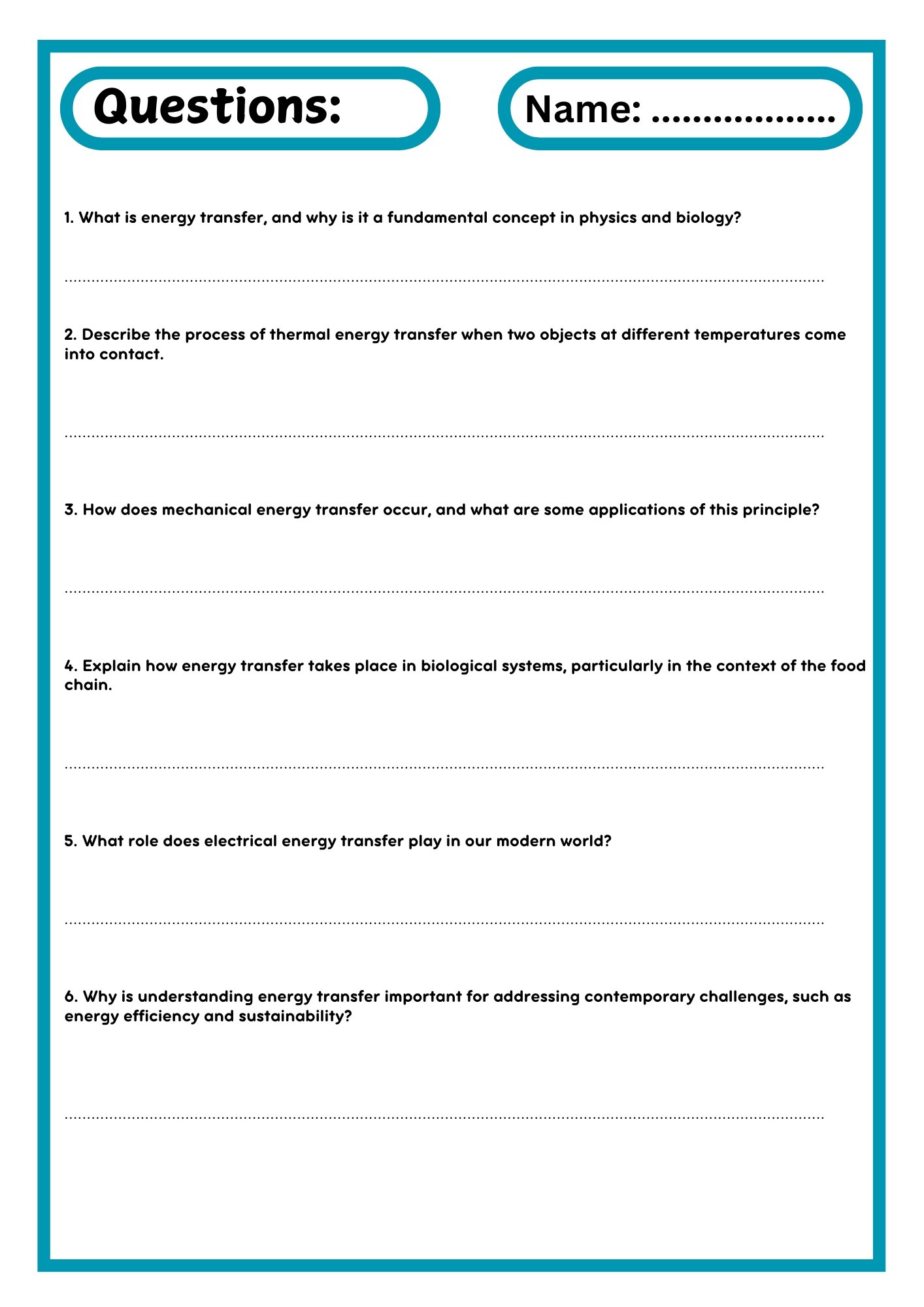 Energy Transfer Reading Passage with Questions Worksheet product image (3)