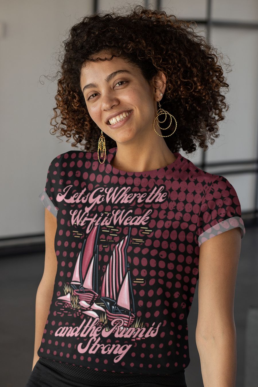Lets Go where the Wifi is Weak and the Rum is Strong All Over Print T-shirt product image (1)