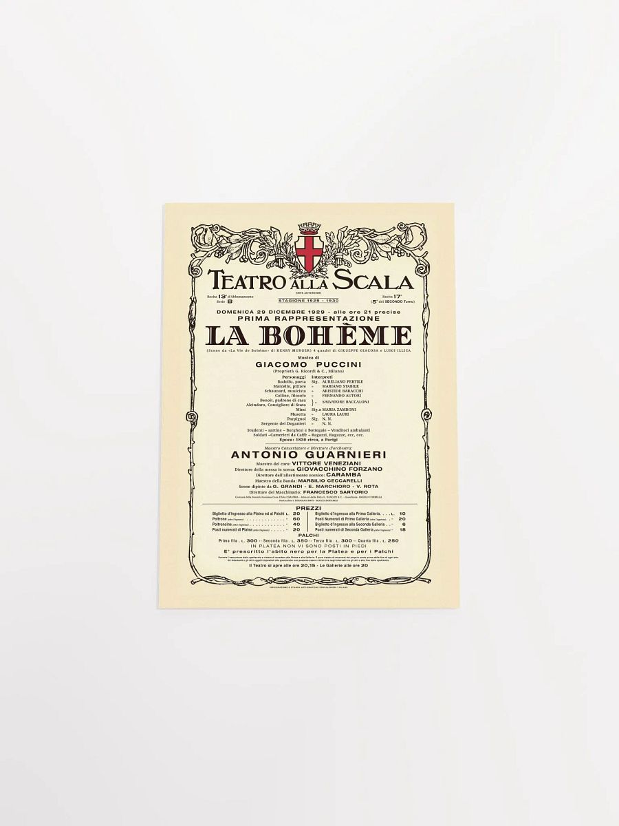 Vintage-Style La Scala La Bohème Opera Poster product image (1)