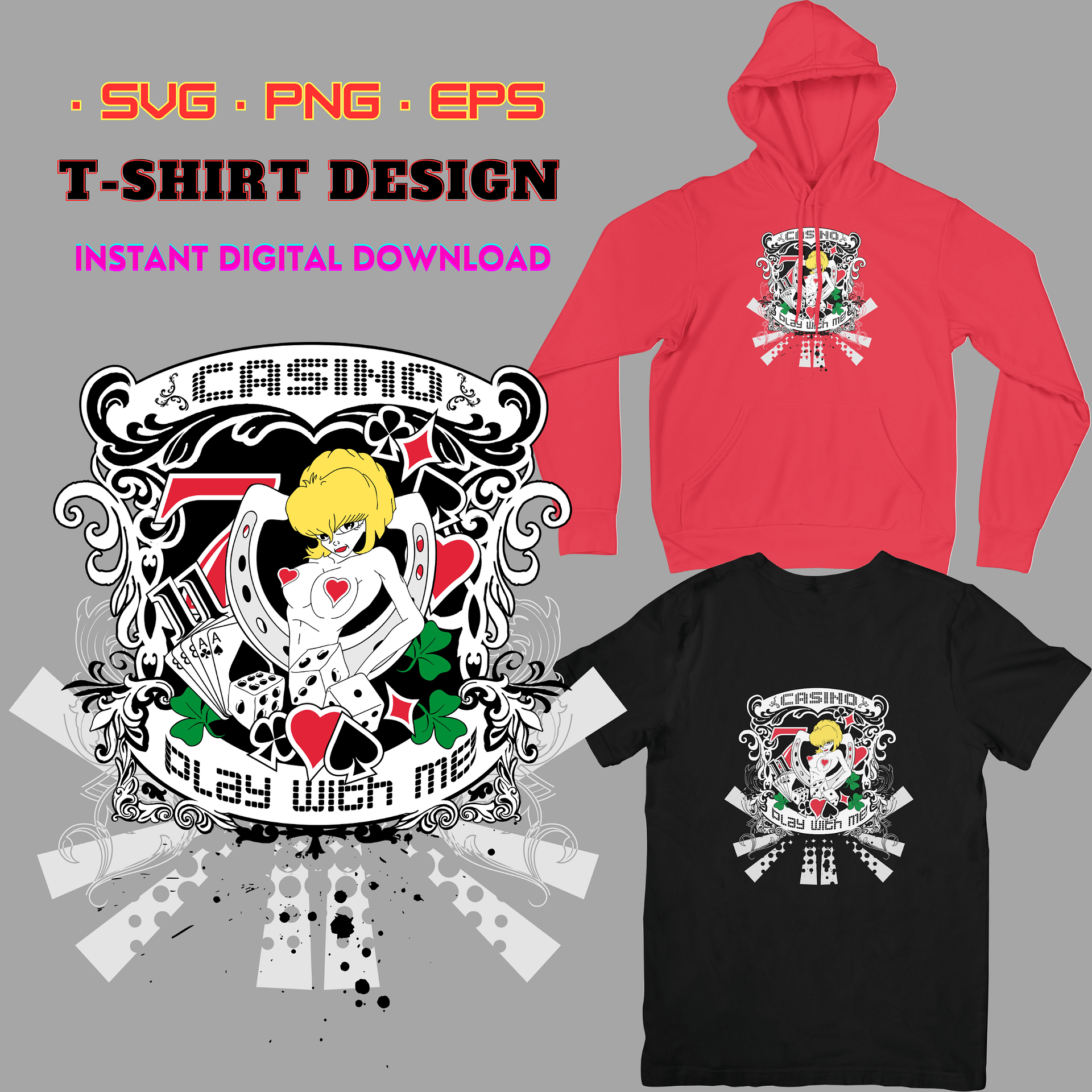 Casino Svg, Playing Cards Svg, dice svg, play with me svg, Horseshoe svg, T-shirt svg, Custom Design, cut files cricut, women, halloween svg product image (1)